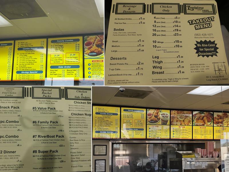 Louisiana Fried Chicken Menu