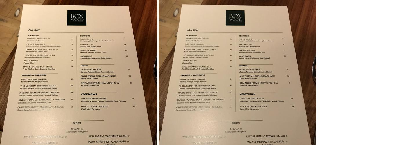 Boxwood Restaurant & Bar Menu
