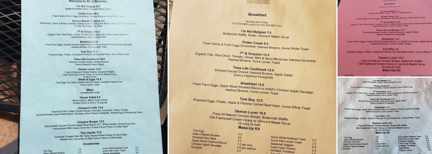 900 Grayson Menu