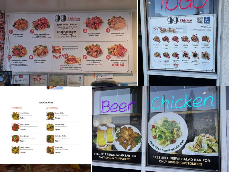99 Chicken Menu