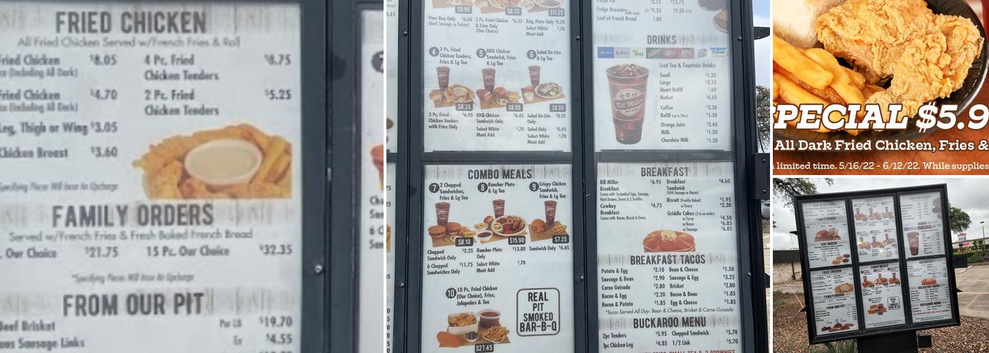 Bill Miller BBQ Menu