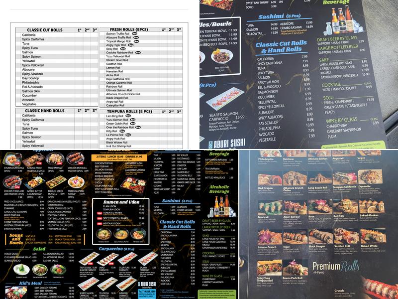 Aburi Sushi Menu