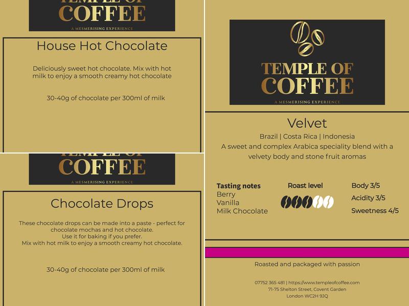 Temple of Coffee Menu