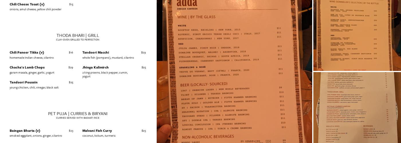 Adda Indian Canteen Menu