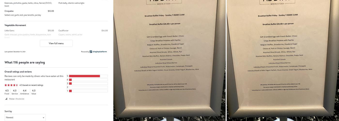 ADDiKT MODERN KITCHEN Menu