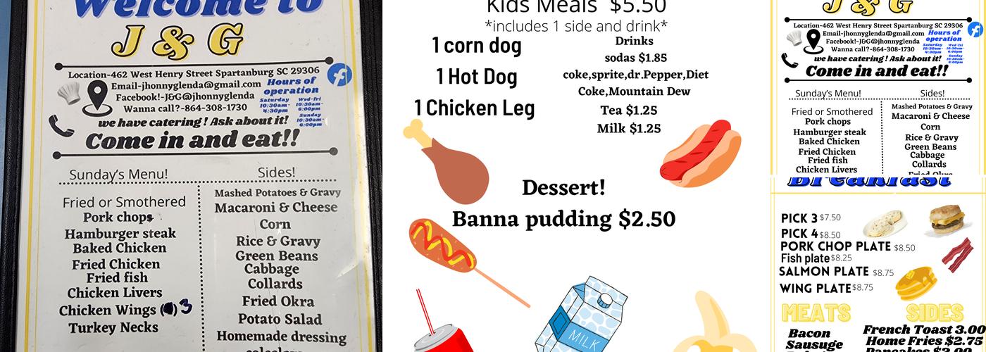 J & G Family Restaurant and Catering Menu