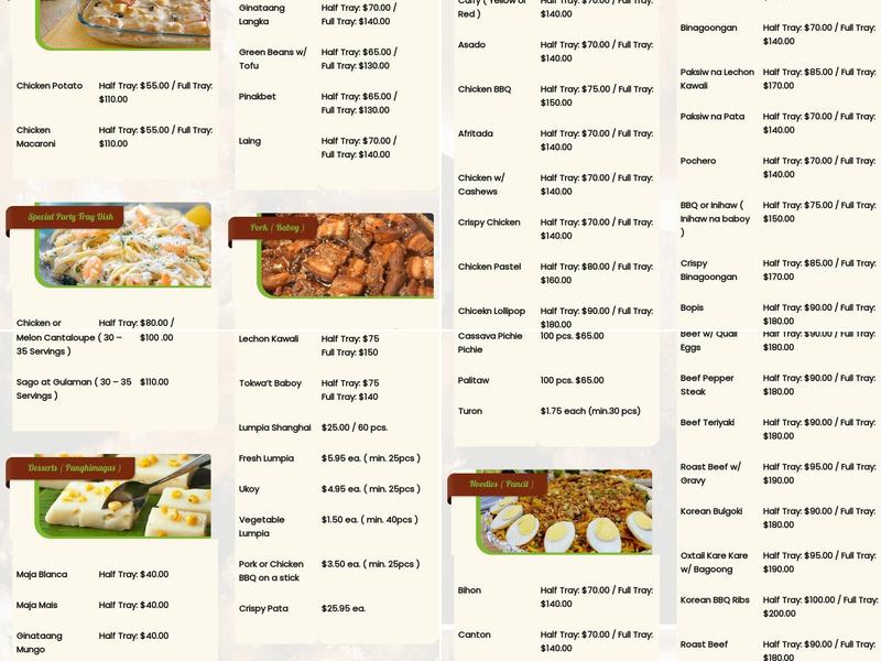 Adobolicious Menu