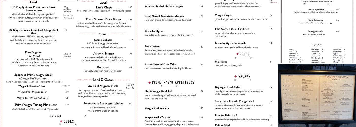 Salt + Charcoal Menu