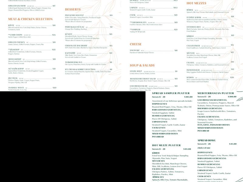 Agora Dc Mediterranean Restaurant Menu