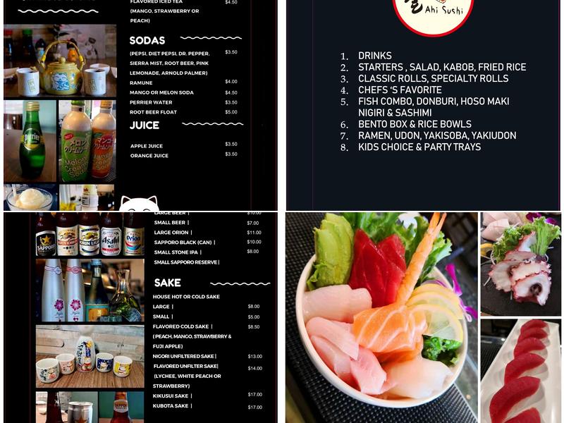 Ahi Sushi Menu
