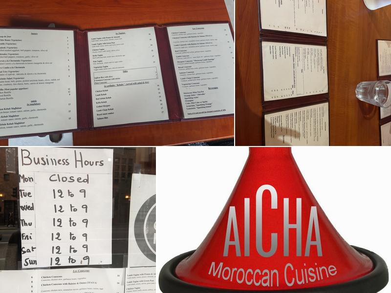 Aicha Moroccan Cuisine Menu