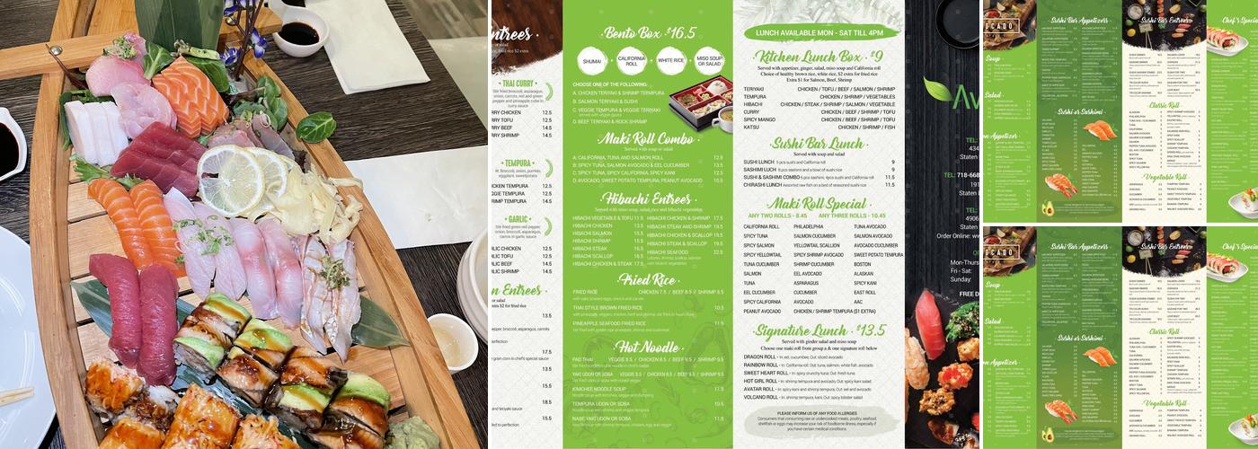 Avocado Sushi Menu