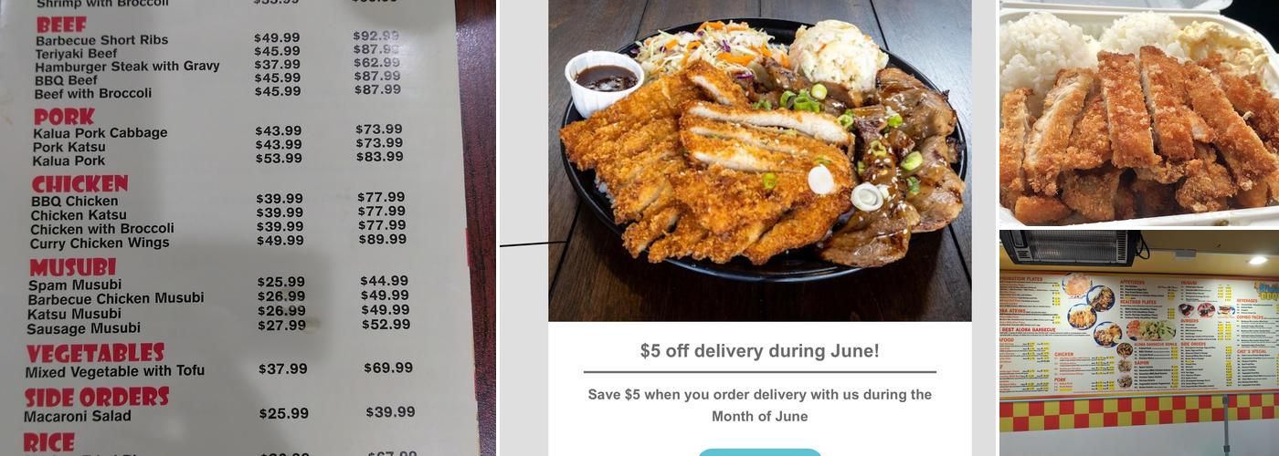 Aloha Hawaiian Barbecue Menu
