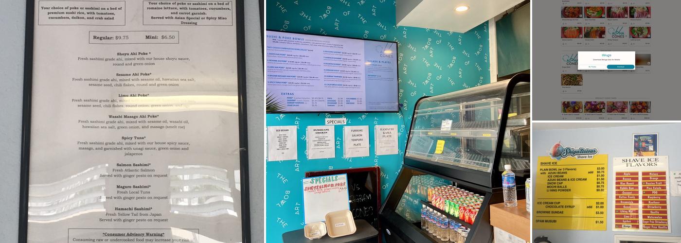 Aloha Cones Menu