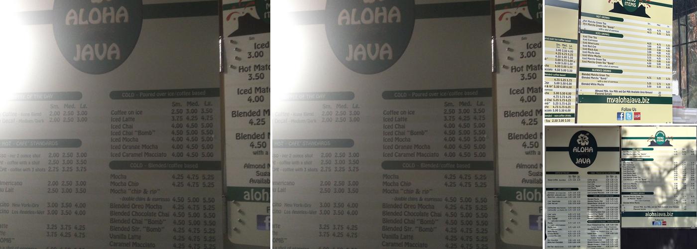 Aloha Java Menu