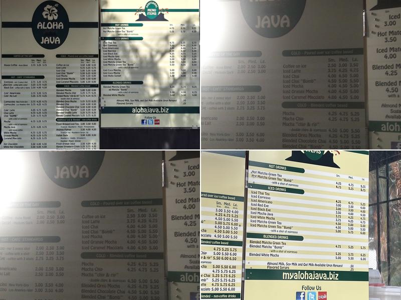 Aloha Java Menu