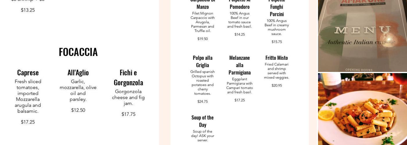 Amarone Menu