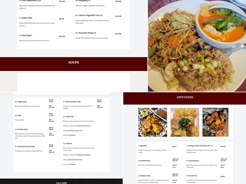 Amazing Thai Cuisine Menu