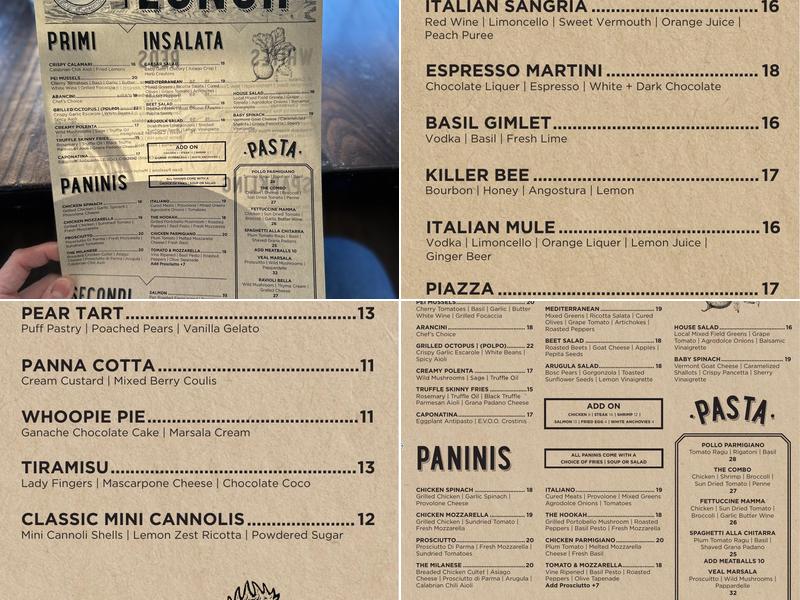 Amelia's Trattoria Menu