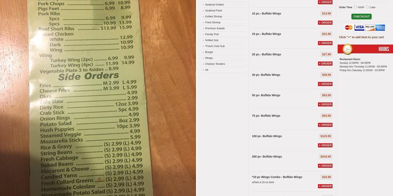 America Best Wings Menu
