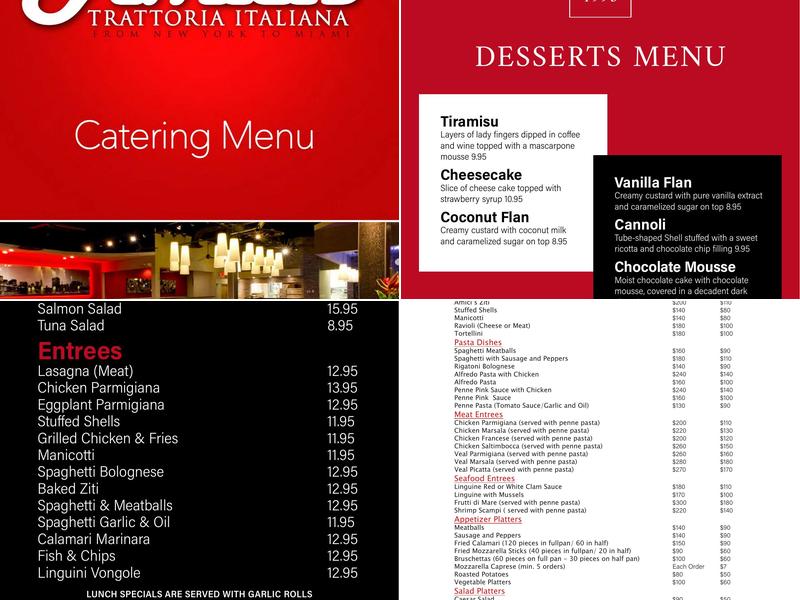 Amici's Menu