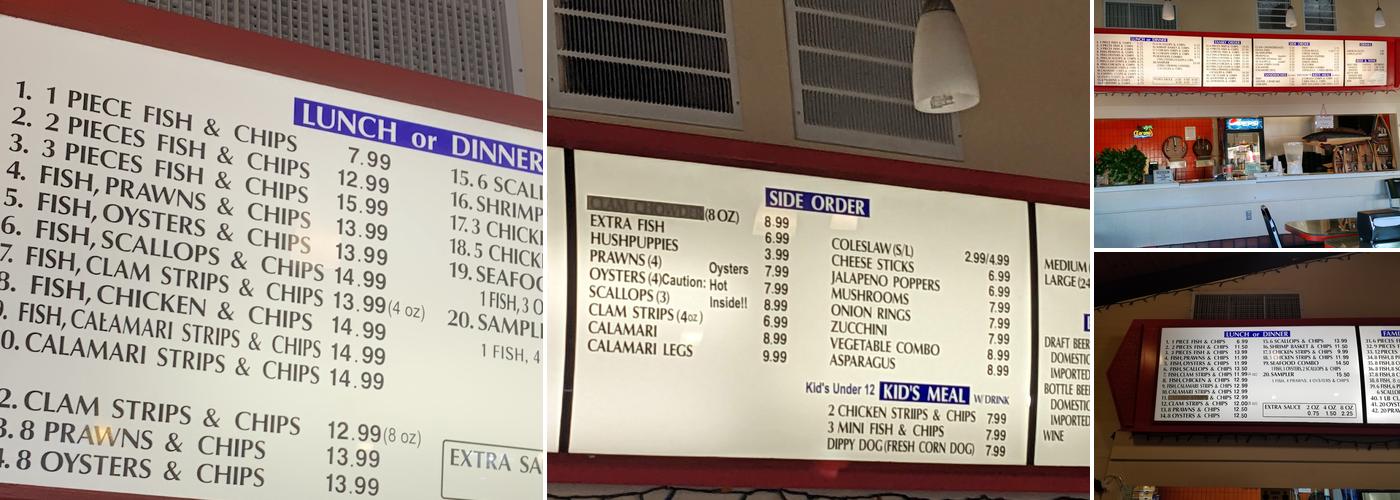 Anchors Fish & Chips Menu