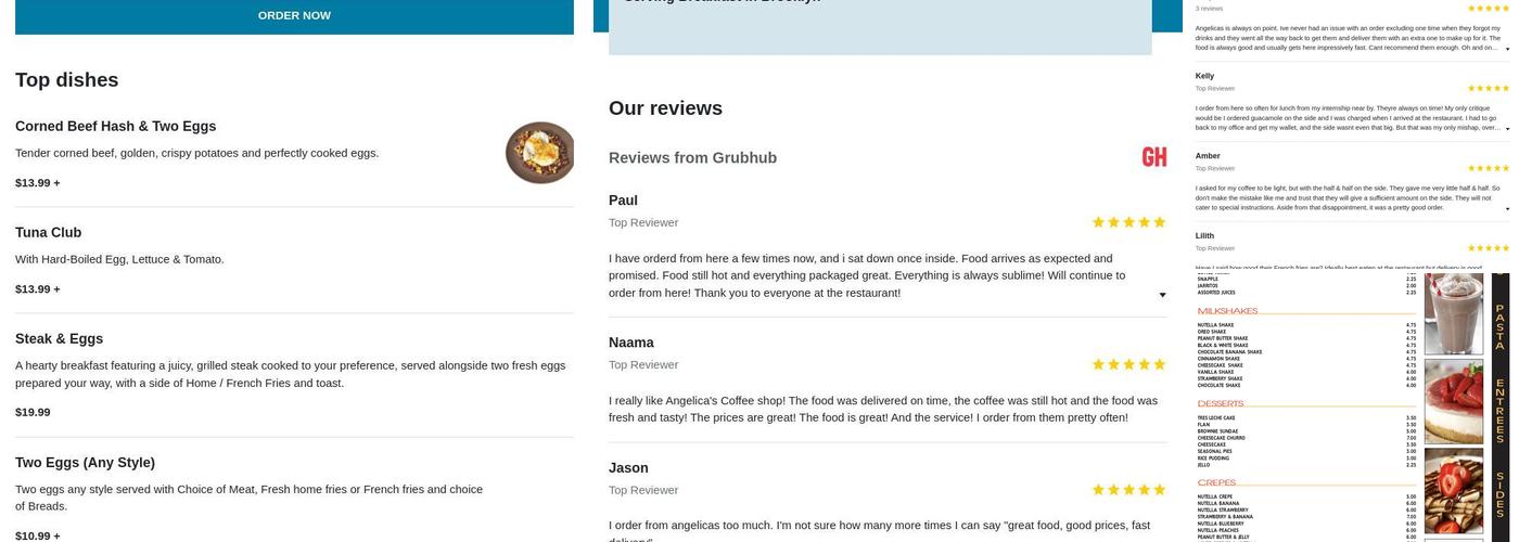 Angelica's Coffee Shop Menu