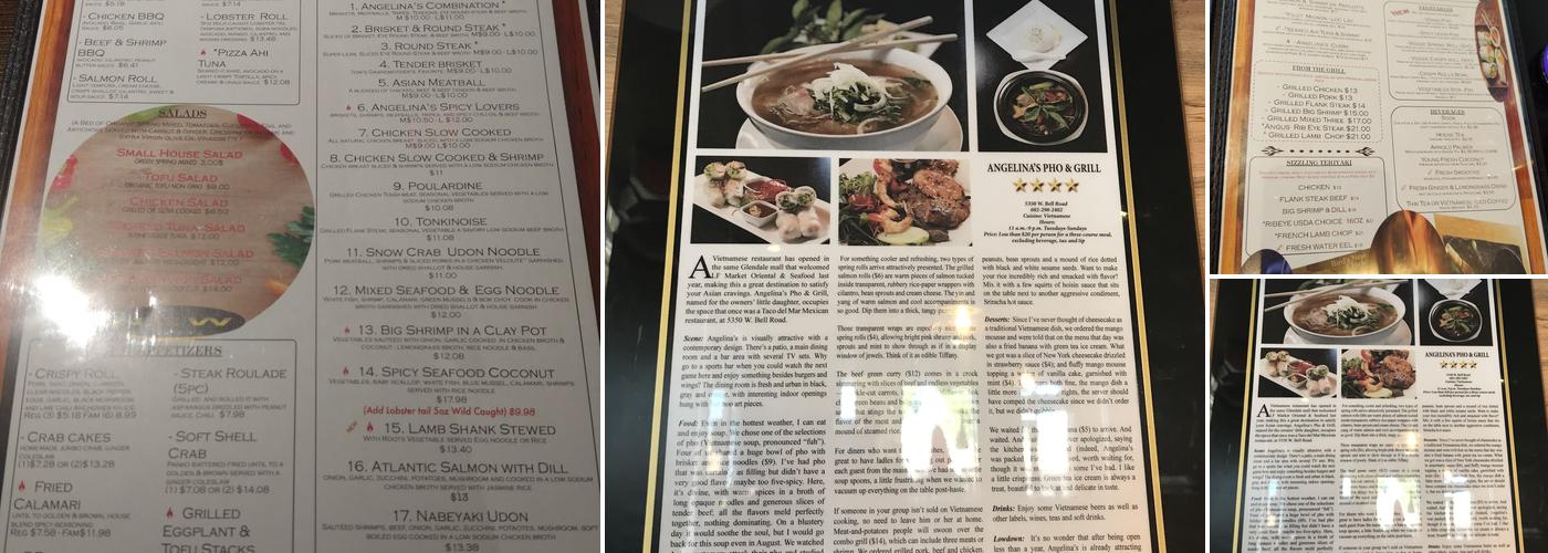 Angelina's Phở & Grill & Bar Menu