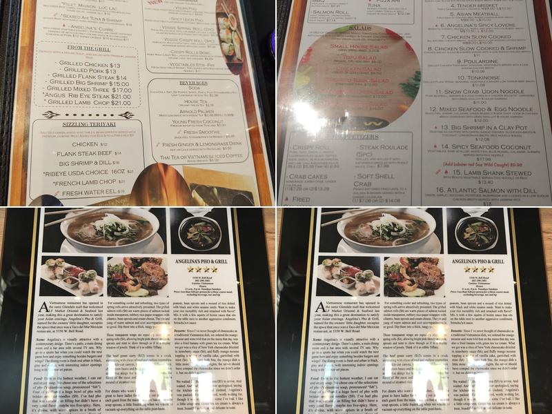 Angelina's Phở & Grill & Bar Menu