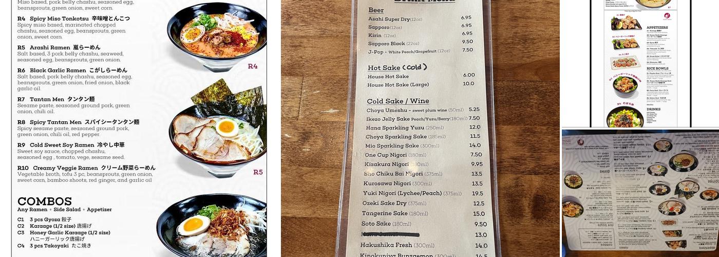 Arashi Ramen Menu