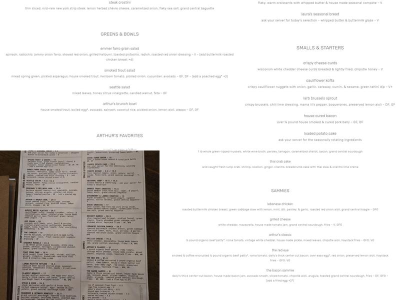 Arthur's Menu