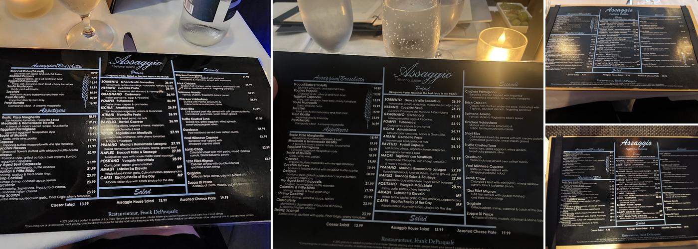 Assaggio Menu