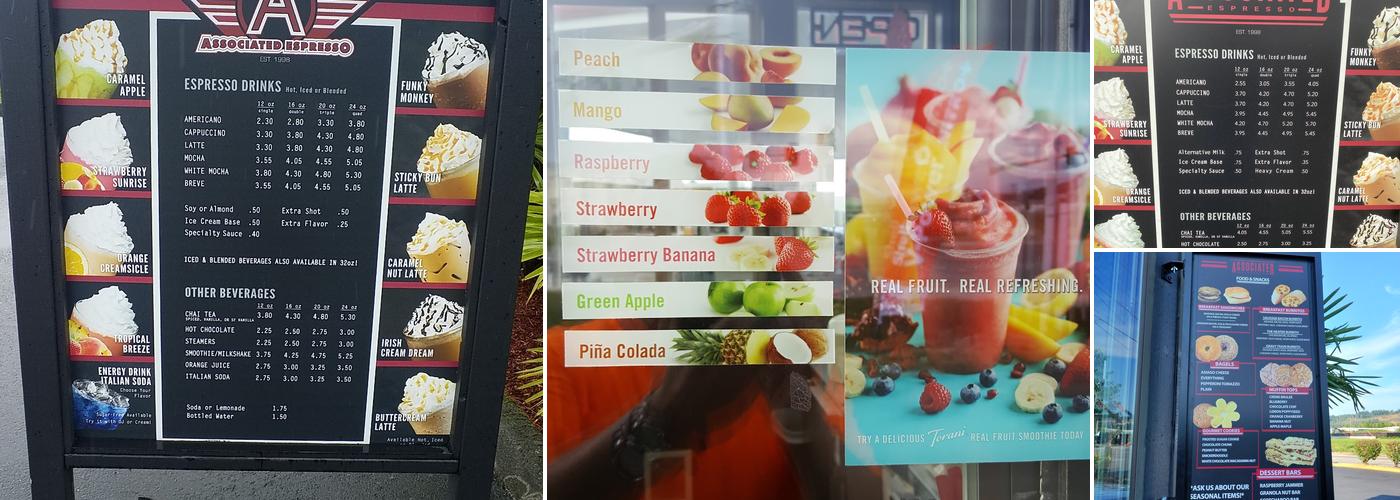 Associated Espresso Menu