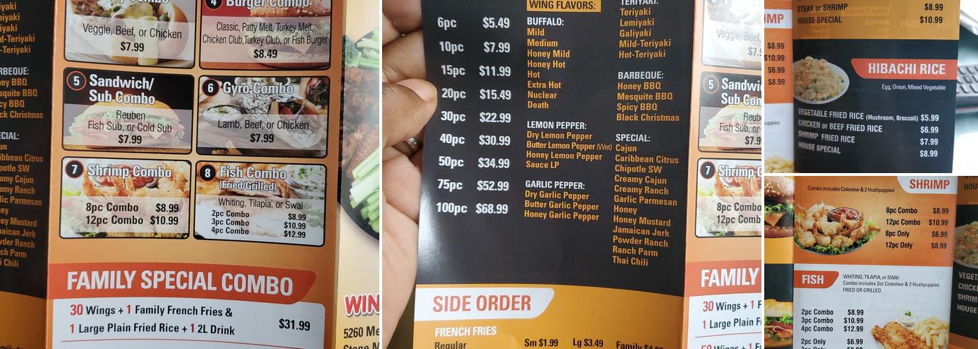 Wings 2 Go Menu