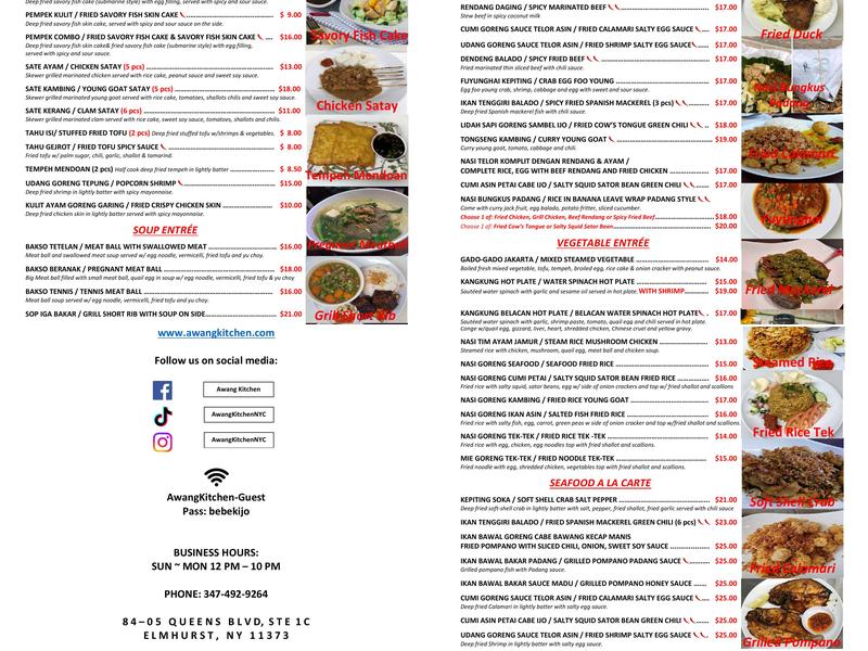 Awang Kitchen Menu