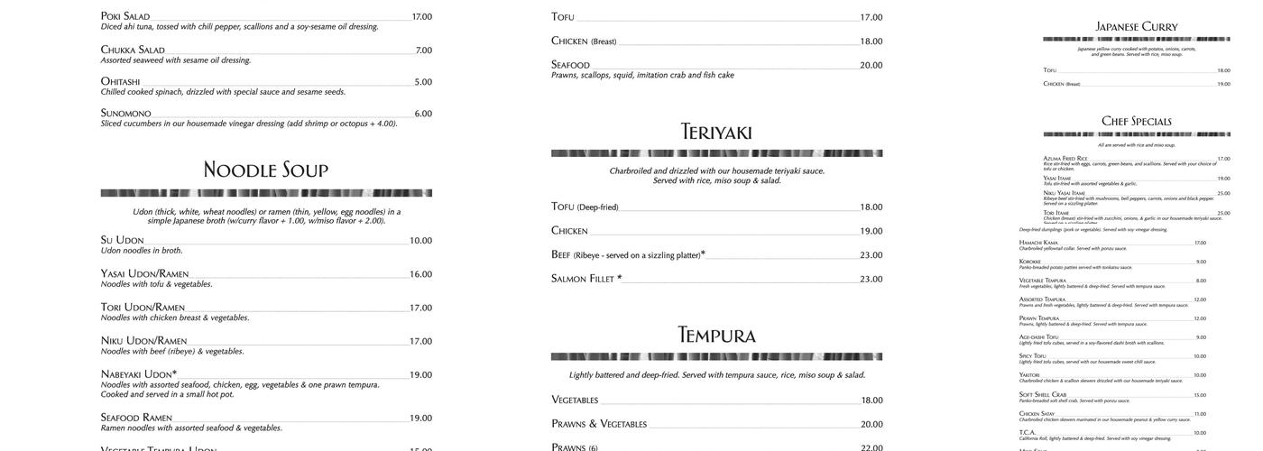 Azuma Sushi Menu
