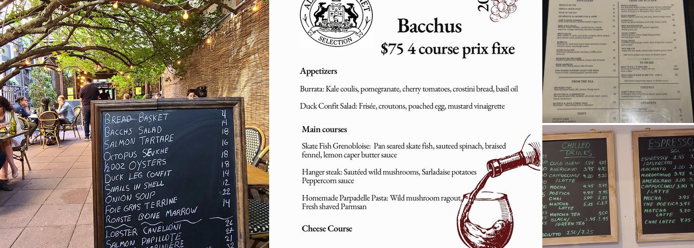 Bacchus Menu