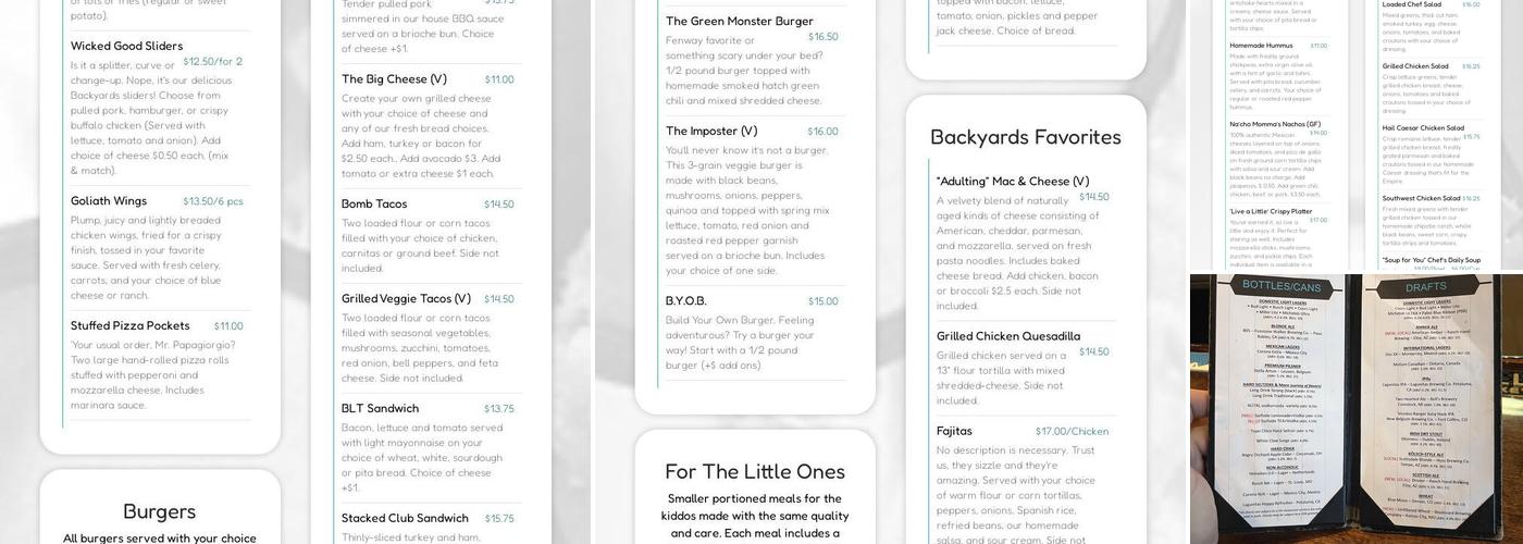 Backyards Menu