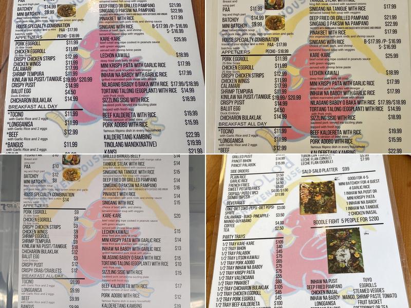 Bacolod Chicken House Menu