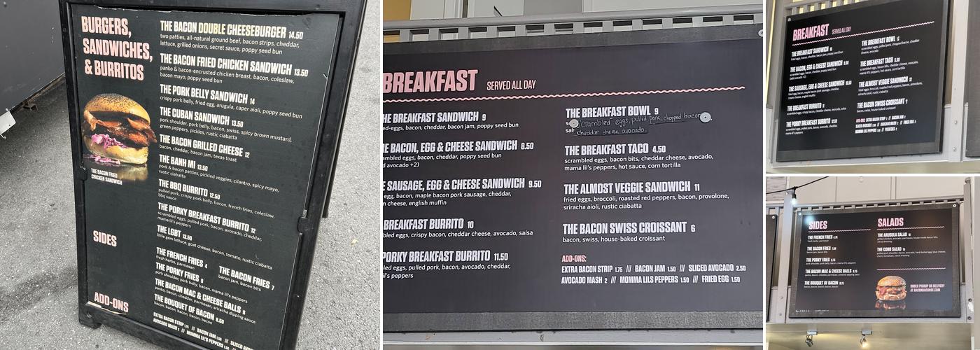 Bacon Bacon Menu