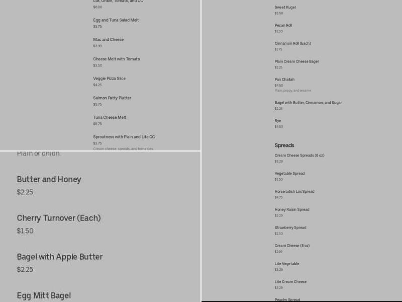 Bagel Bin Menu