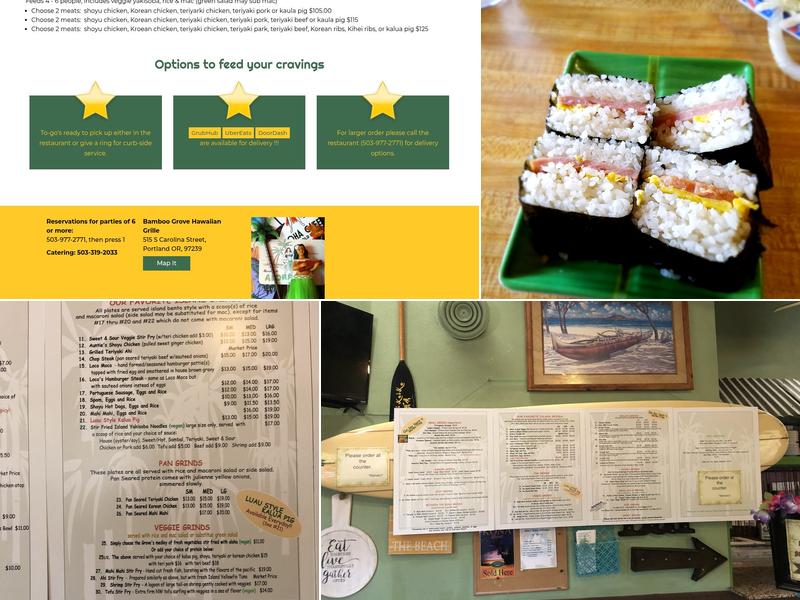 Bamboo Grove Hawaiian Grille Menu