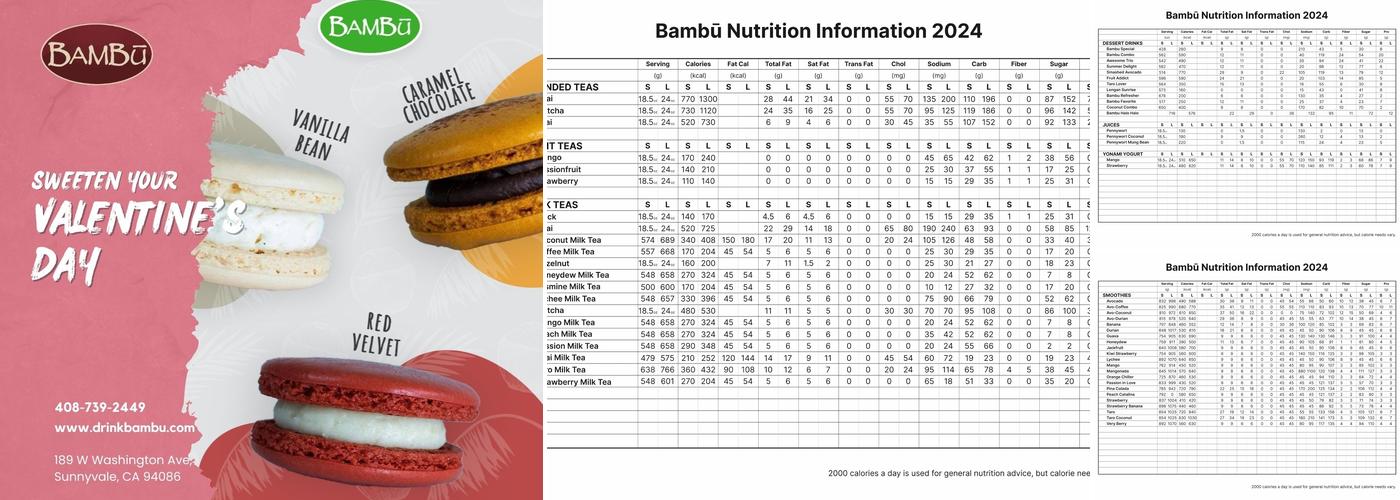 BAMBŪ Desserts & Drinks Menu