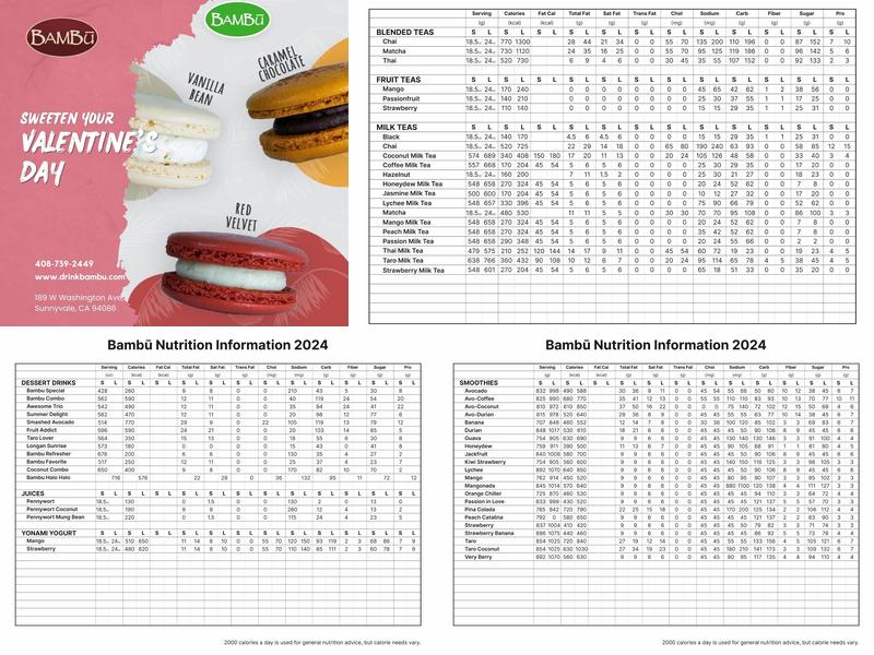 BAMBŪ Desserts & Drinks Menu