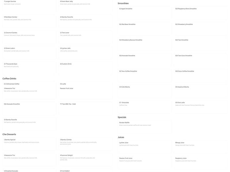 Bambū Desserts & Drinks Menu