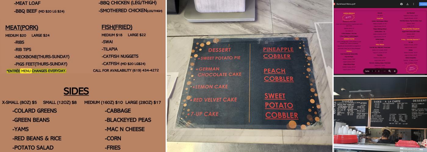 Bankhead Mississippi Style Cooking Menu