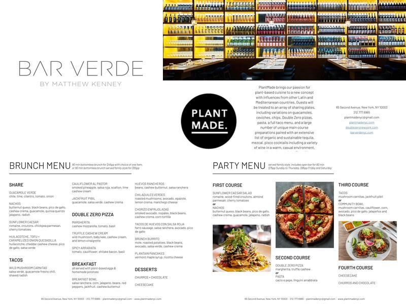 Bar Verde Menu