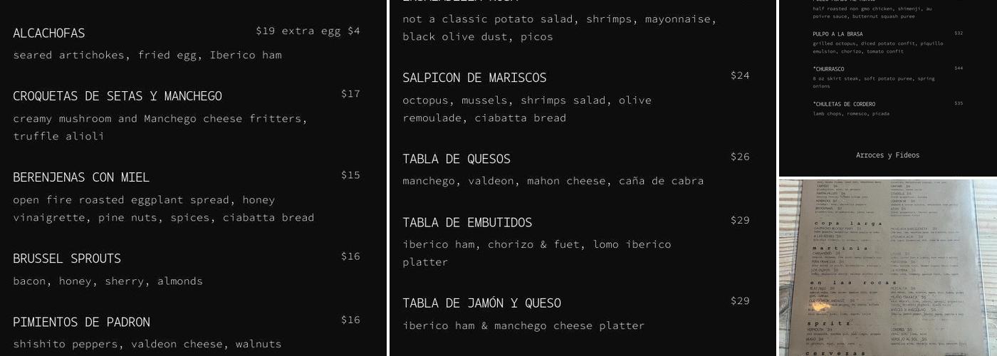 Barceloneta LLC Menu