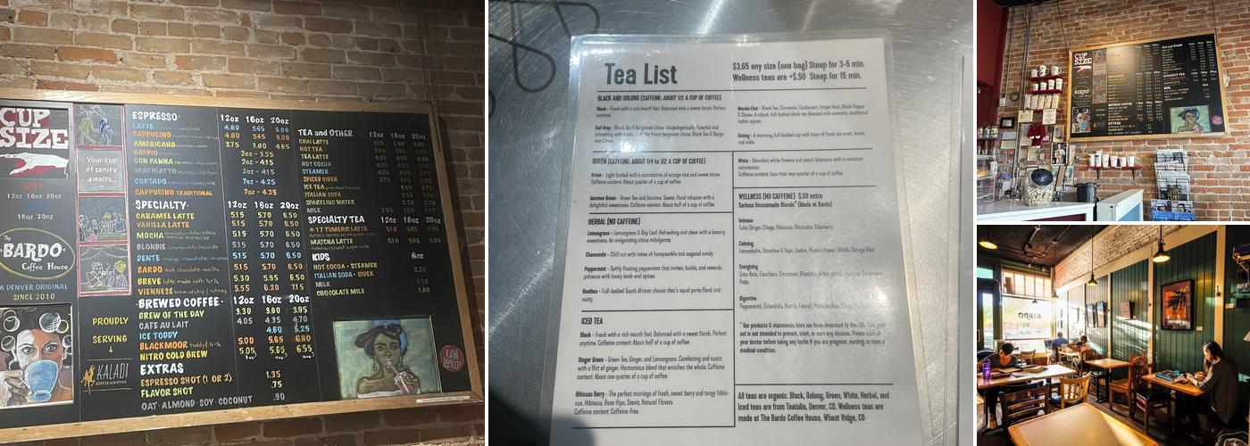 The Bardo Coffee House Menu