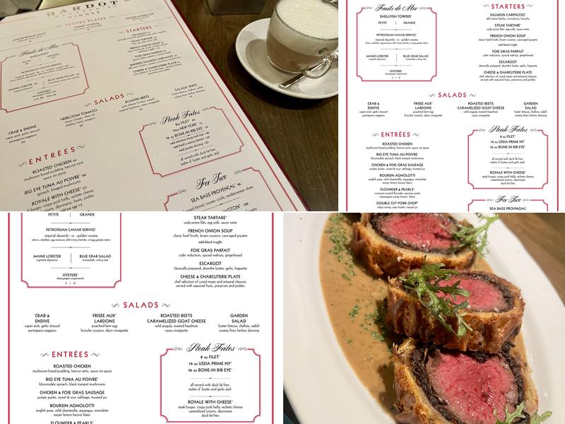 Bardot Brasserie Menu